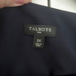 Talbots Navy Blue Plus Size 2X Blouse Long Sleeve V Neck Flowy Lightweight Top Photo 4