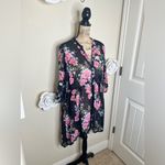 Torrid NTM: High Low Black with Floral Sheer Button Down Tunic or Dress Sz 1 Photo 5