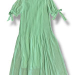 ASOS  DESIGN Mint Green Pleated Chiffon Midi Dress Size 6 Mock Neck Wedding Guest Photo 0