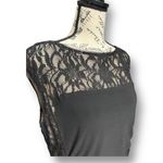 Ralph Lauren  Black Sequin Lace Illusion Sheath Midi Dress Ruched Waist Cocktail Photo 5