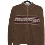 Woolrich Full Zip Cardigan with Leaf Embroidery in Fawn Heather - Size S - GUC Photo 0