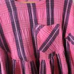 We The Free People Moon City Blouse Tunic Pink Purple Plaid Short Sleeve XS Photo 4