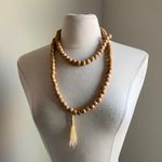 Wooden Buddha Bead Necklace with Tassel Brown Photo 0