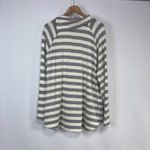 Lou & grey Gray White Stripe Funnel Neck Asym Zip Soft Knit Pullover XL Photo 6