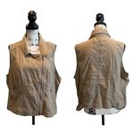 Maurice's Asymmetrical Zip Vest Tan Brown Khaki Plus Size 3XL Safari Linen NWT Photo 15