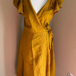 Madewell  wrap maxi linen blend Mustard Wrap Dress Photo 0