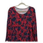 Time & Tru Red Navy Floral Long Sleeve Fall Autumn Dress Casual Size XXXL Holiday Photo 2