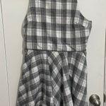 Grayson Fit and Flare Dress Medium Gray Plaid Ruffle Cottage Core Country Club Photo 0