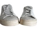 P448 John White Leather Grey Pony Hair Silver Metallic Low Top Sneakers Photo 3