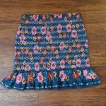 Farm Rio  Blue and Pink Chic Edgy Feminine Bohemian Whimsica Floral Skirt Size XL Photo 1