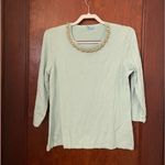 J. McLaughlin  Mint Green Jeweled Collar Sweater L Photo 2