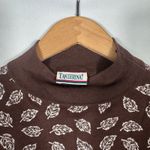 TANZERINA! Brown Leaf Print Mock Neck Short Sleeve Top Womens Sz L Size L Photo 1