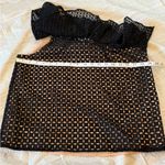 J.Crew  Size 10 Black Nude One-Shoulder Eyelet Ruffle Top Shirt Blouse Photo 5