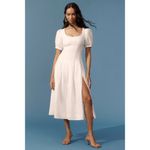Reformation  Coucou Pleated Linen Midi-Dress in White Size US 4 Photo 8