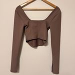 Abercrombie & Fitch Long Sleeved Corset Scoopneck Top Size Small Brown Contour Photo 6