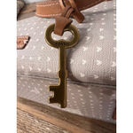 Fossil  Emma Tote Beige White Heart Print Leather Trim Key Charm Laptop Bag Purse Photo 9