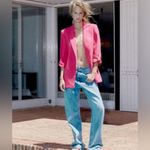 ZARA  Women's Peak Lapel Quarter Roll Tab Sleeve Blazer Jacket in Fuchsia XS Photo 1