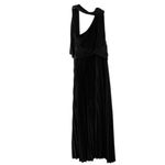 Selfie Leslie Black Satin Laxmi Accordion Pleat Maxi Dress Womens Size Large Photo 2