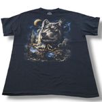DOM Apparel DOM Shirt Size Large L Wolf Howling At The Moon Nature Tee Graphic Print T-Shirt Unisex T-Shirt Photo 0