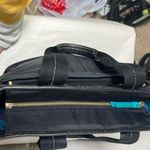 Coach  Hampton Zip Tote Bag F10695 Black Nylon Turquoise Trim Photo 3