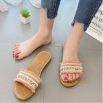 Boho pearl sequin fringe sandals 9 Pink Photo 3