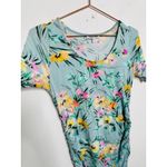 Yumi Kim Blue Floral Printed Mini Short Sleeve Scoop Maternity Dress sz S Photo 10