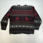 Vintage Crystal Kobe Cardigan Womens XL Black Red Sweater Christmas Reindeer Photo 5