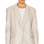 BLANK NYC Faux Leather Cream Blazer Size S Photo 0