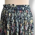 Vintage 90s Black Dark Floral Crinkle Maxi Skirt Pleated Semi Sheer Tie Waist Size L Photo 3