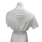 Alo Yoga Kick It White Mock Neck Cinched Waist Short Sleeve Crop Tee Top Size S Photo 1