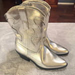 No Boundaries NOBO Silver Metallic Cowboy Boots womens sz 9 faux leather cowgirl rockabilly Photo 0