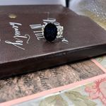 Vintage Glass Blue Butterfly Cabochon Stainless Steel Filigree Adjustable Ring Photo 7