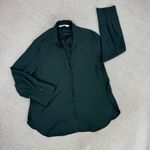ZARA  V Neck Button Front Shirt Blouse Dark Green Small Long Sleeve Photo 10
