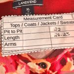 Lands' End  Floral Cardigan Sweater Maroon Pink XL Photo 7