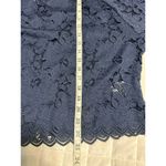Free People  Lace Blouse  Women's Size Medium Blue Eyelet Boho Top Flowy Photo 5