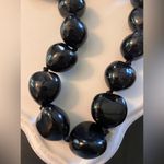 Black Beaded Necklace with Ribbon vintage chunky beads long can be doubled Photo 1