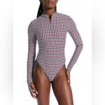 Bandier NWT  Women’s Brio 1/4 zip long sleeve Houndstooth Bodysuit Photo 1