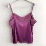 Worthington Vtg 80s Satin Top‎ Large Magenta Pink Cami Spaghetti Strap Lace Tank USA Y2K Photo 1