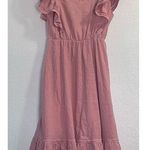 Tea N Rose  blush tiered Peasant, Cottage, Midi Dress S Photo 0