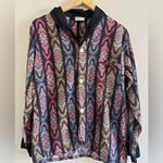 Vintage 70s Weldon Paisley Blouse Boho Disco Glam Contrast Collar M Orange Size M Photo 1