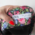 ZARA Black Pink Blue Floral Print Belted Satin Mini Skirt L Photo 3