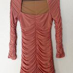 Michael Costello  X Revolve Franky Mini Dress Mauve‎ Pink Ruched Size L Photo 0