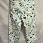Charter Club Women’s Jean Bristol Capri White Teal Blue Flora Flowers Sz 6 NWOT Photo 1