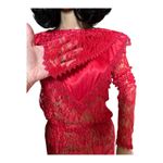 American Vintage Vintage 1980s Red Lace Art Deco Revival Evening Gown Sheer Maxi Dress  
size XS-S Photo 7
