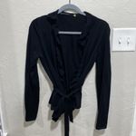 Elie Tahari  Black 100% Extra-fine Merino Wool Wrap Cardigan Size Small Photo 3