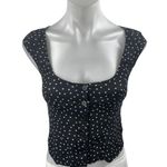 Reformation  Wallflower Black Polka Dot Sleeveless Button Front Crop Tank Top 0 Photo 0