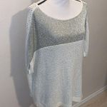 Cache metallic silver loose fit short sleeve sweater Photo 2