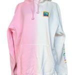 Teddy Fresh  Pink and White Wavy‎ Dip Dye Hoodie Sz M Photo 0