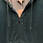 American Vintage Vintage Y2K Teal Blue Fleece Velvet Zip Rhinestone Studded Track Suit Jacket L Photo 1