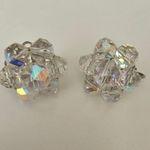 Laguna Crystal Aurora Borealis Austrian Bead Cluster Vintage Statement Earrings Silver Photo 0